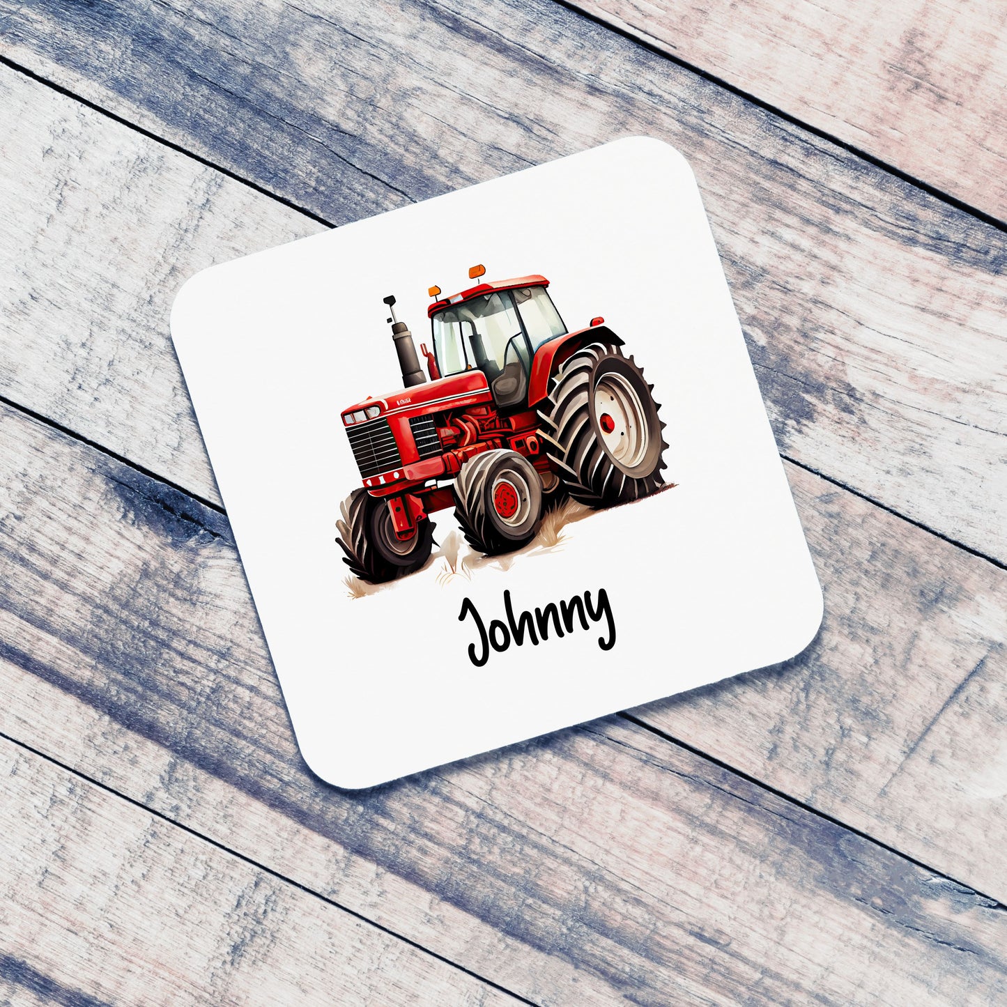 Personalised Red Tractor Mug & Coaster Gift Set