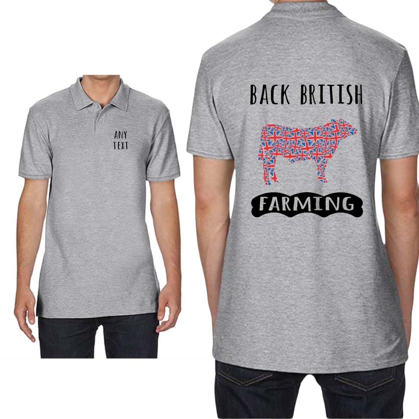 Back British Farming Mens Bull Polo Shirt