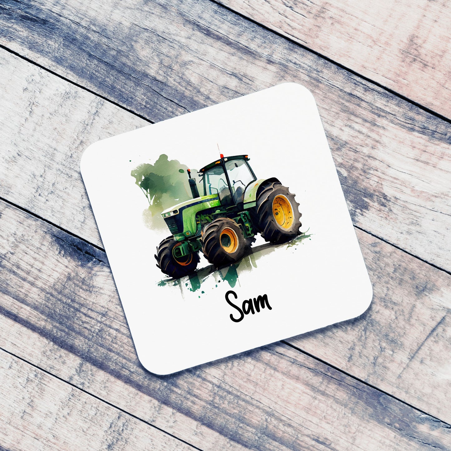 Personalised Green Tractor Mug & Coaster Gift Set