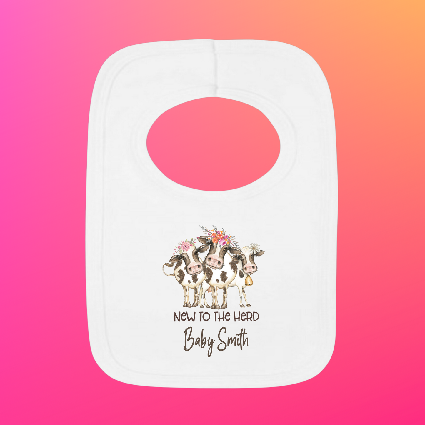 Personalised New to the Herd Girls Baby Bib