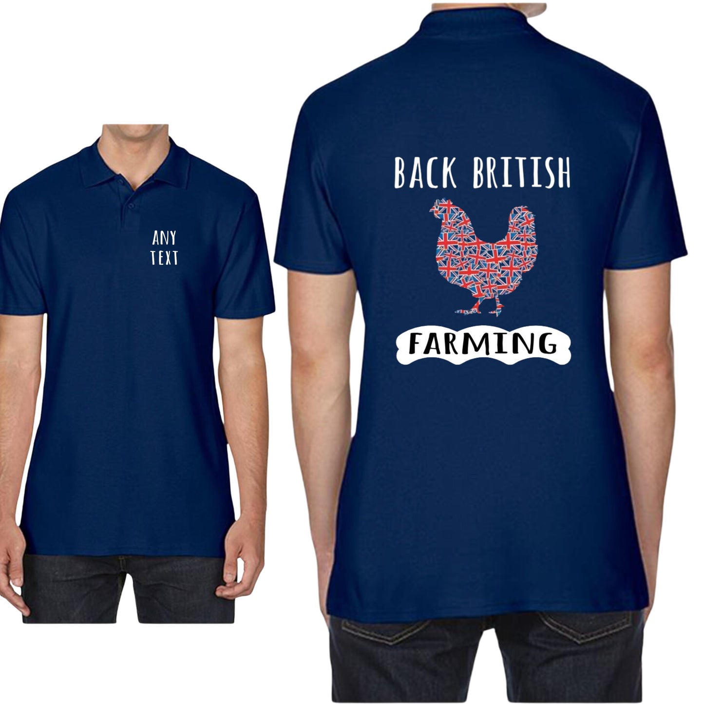 Back British Farming Mens Chicken/Hen Polo Shirt