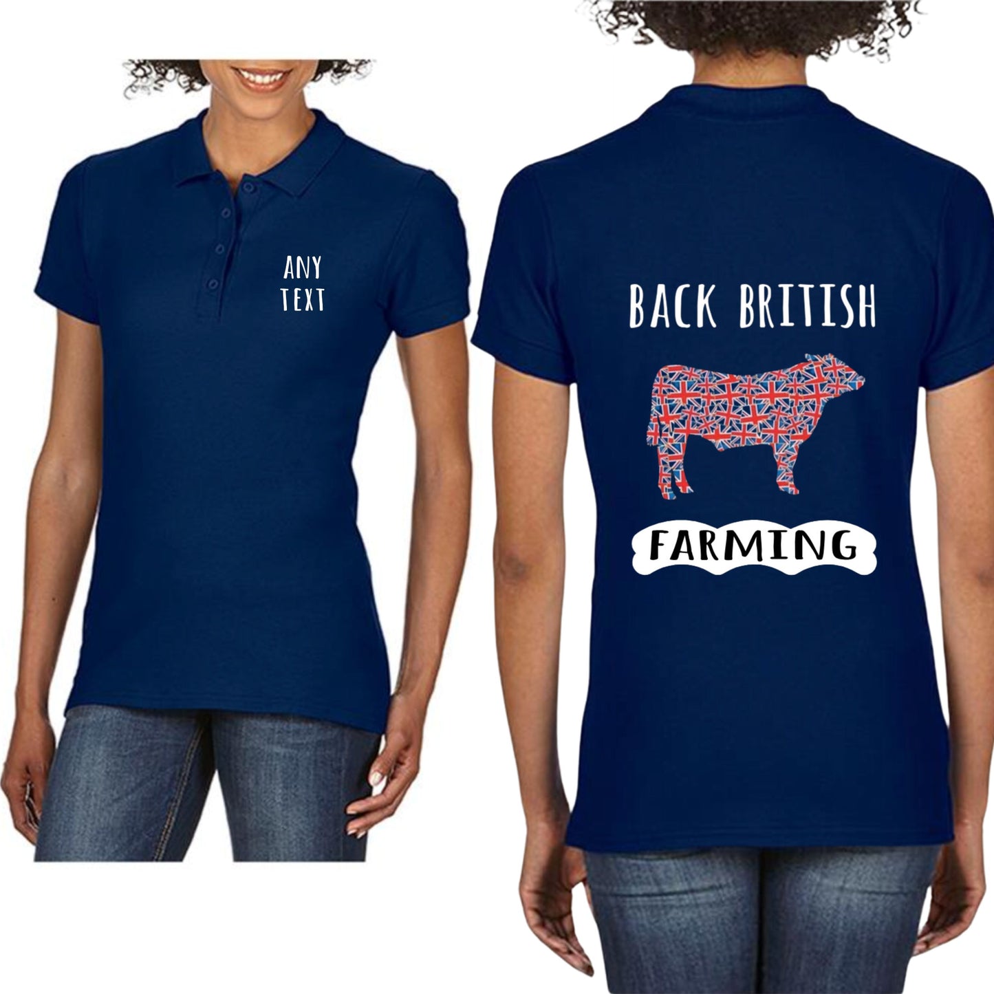 Back British Farming Bull Ladies Polo Shirt