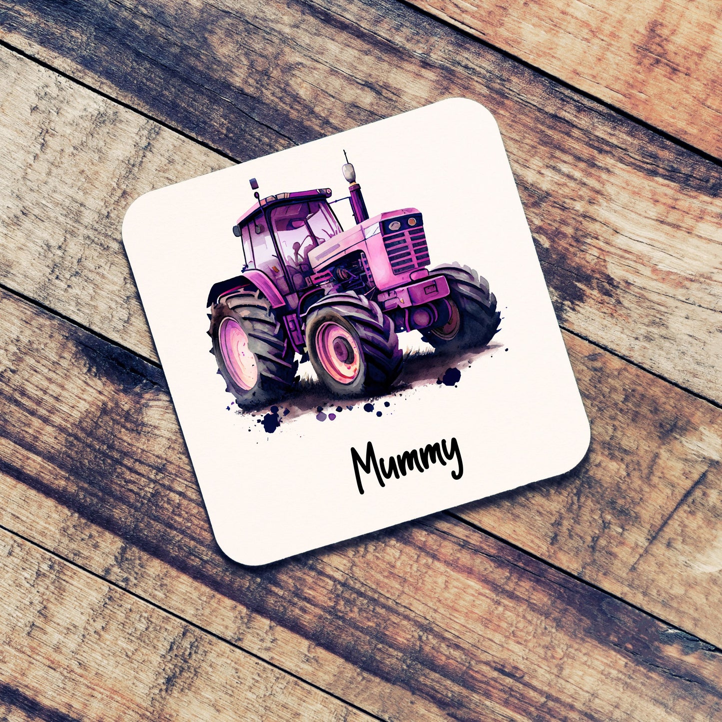 Personalised Purple Tractor Coaster