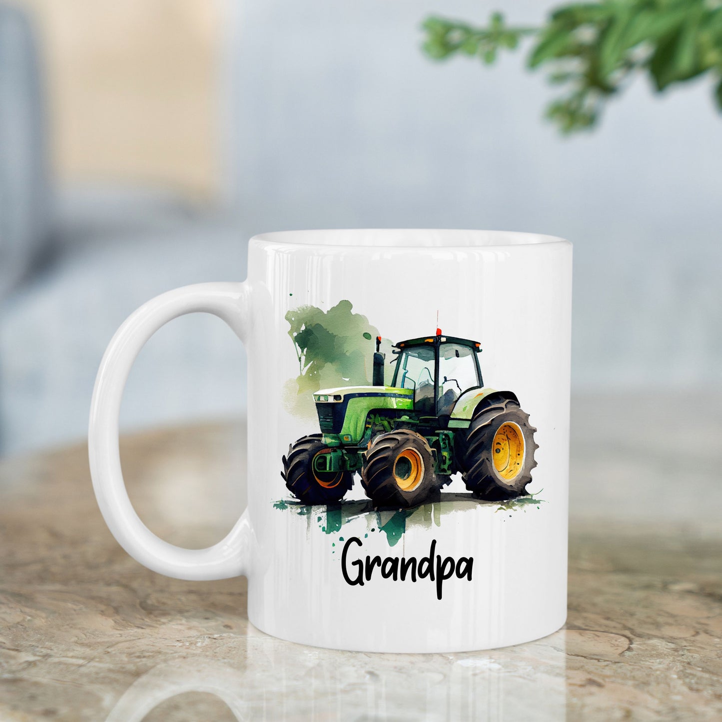 Personalised Green Tractor Mug