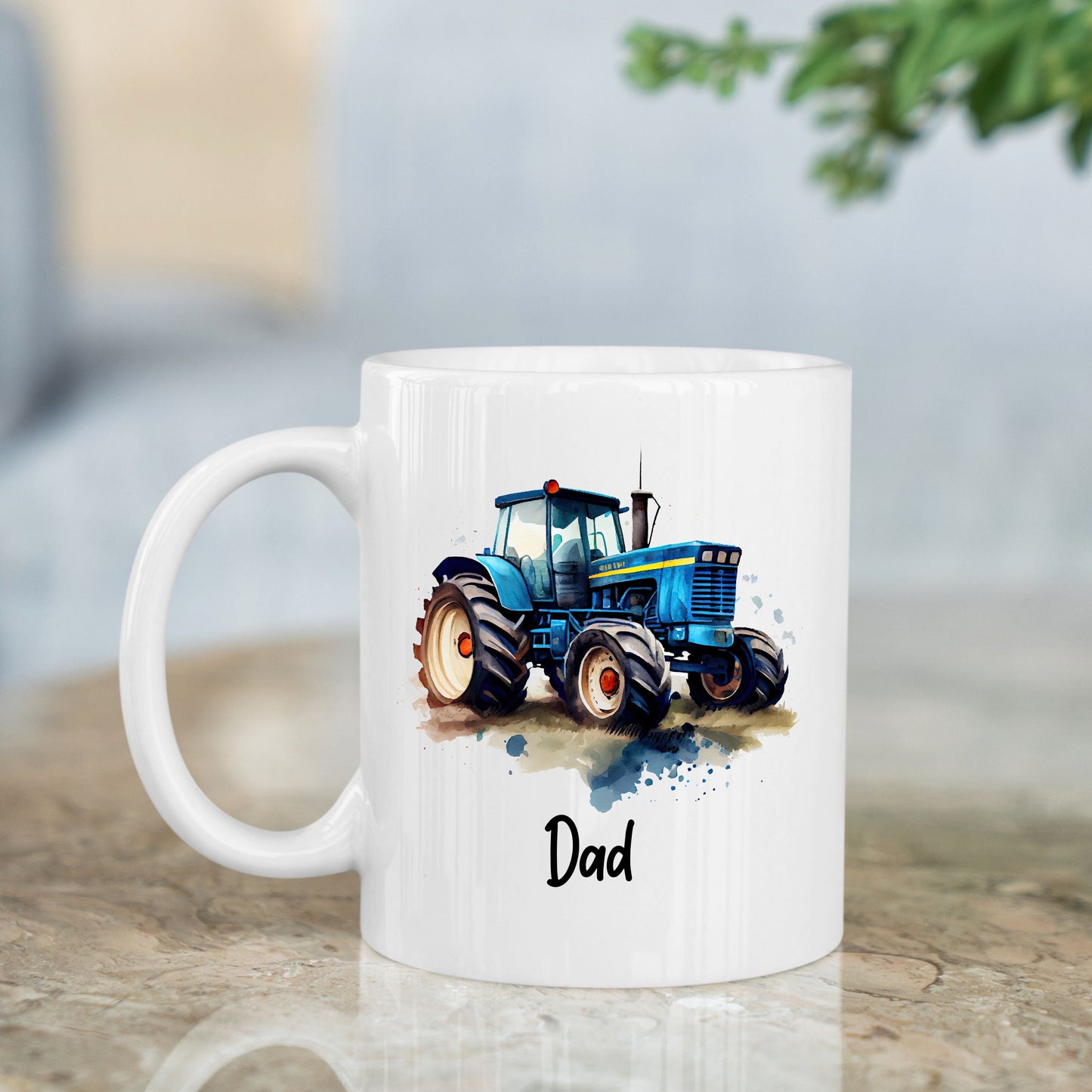 Personalised Blue Tractor Mug & Coaster Gift Set