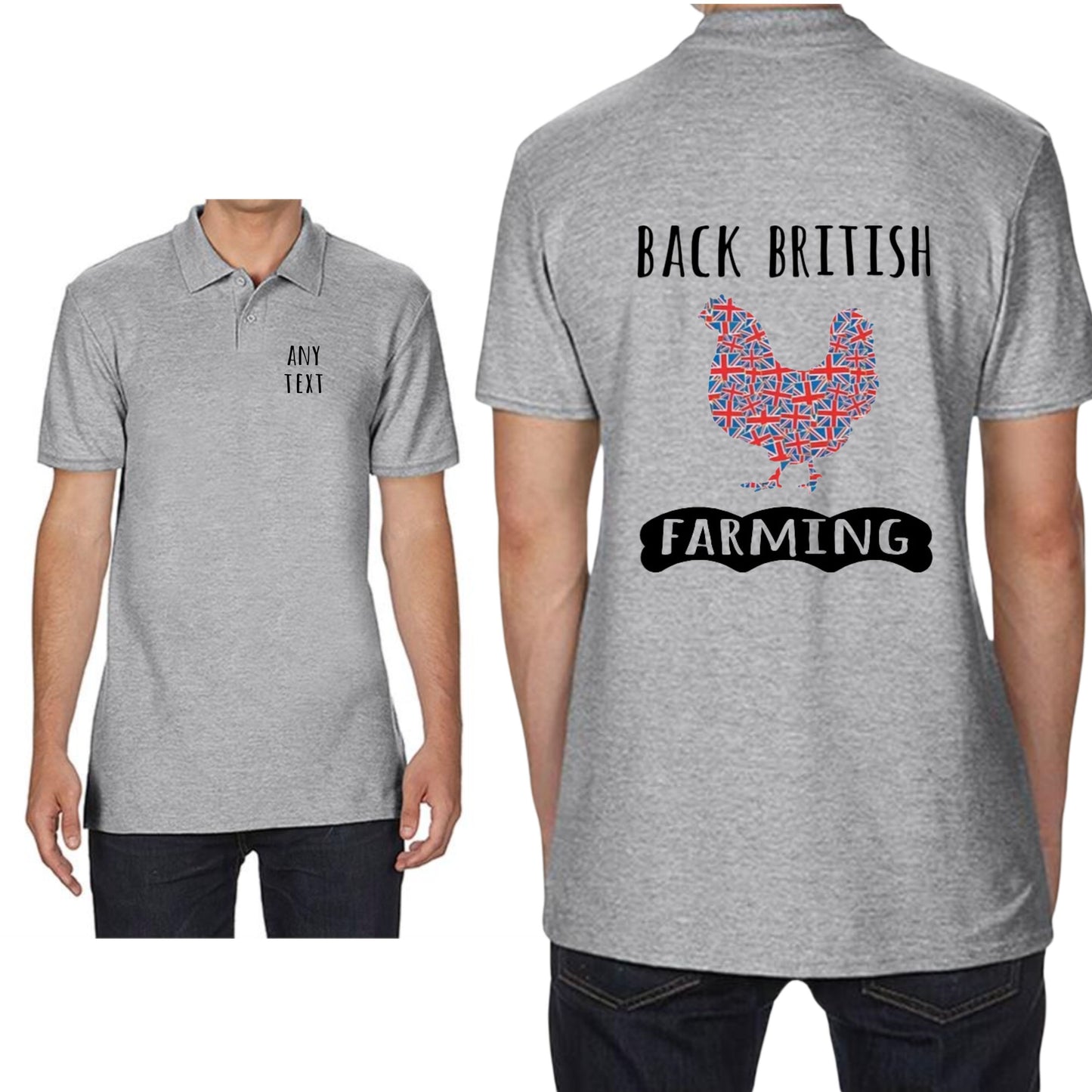 Back British Farming Mens Chicken/Hen Polo Shirt