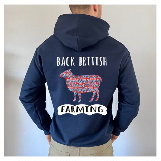 Adult Back British Farming Hoodie - Sheep Design