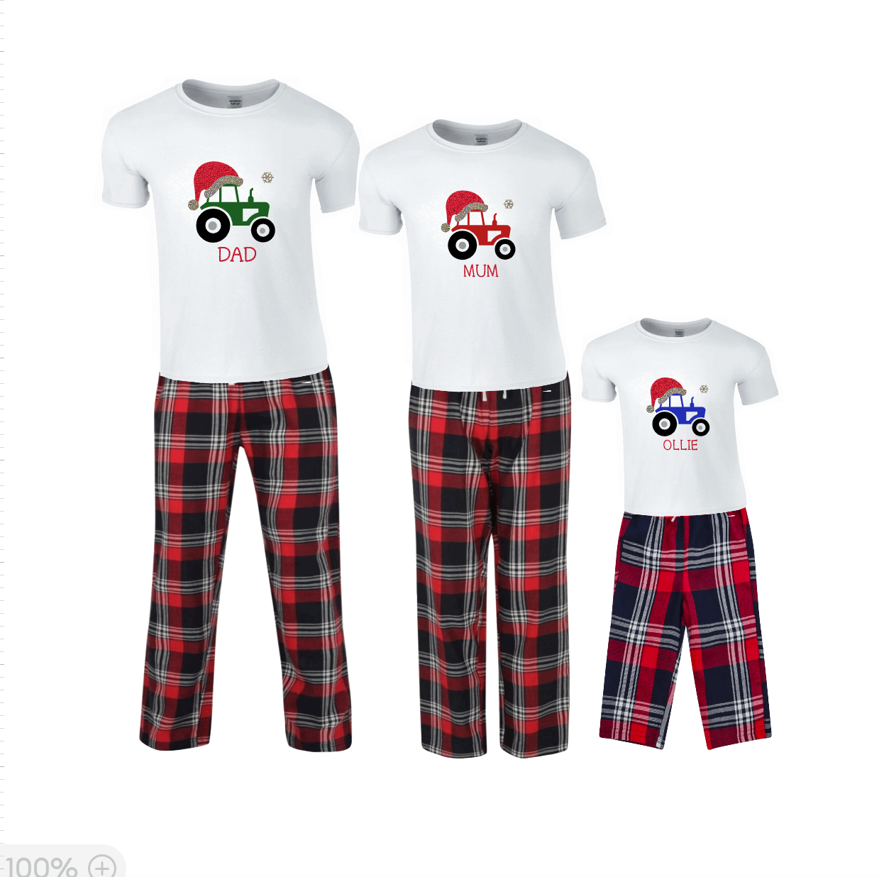 Christmas Tractor Family Matching Pyjamas