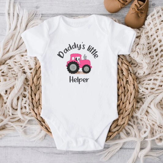 Daddy’s Little Helper Pink Tractor Babywear