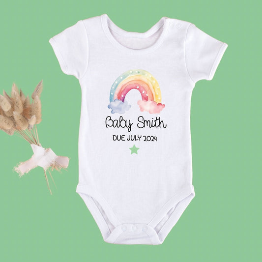 Baby Announcement Rainbow Bodysuit