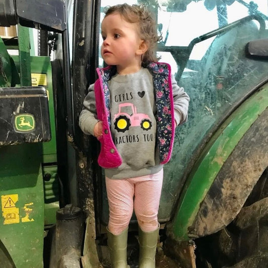 Girls Love Tractor's too Kids Jumper