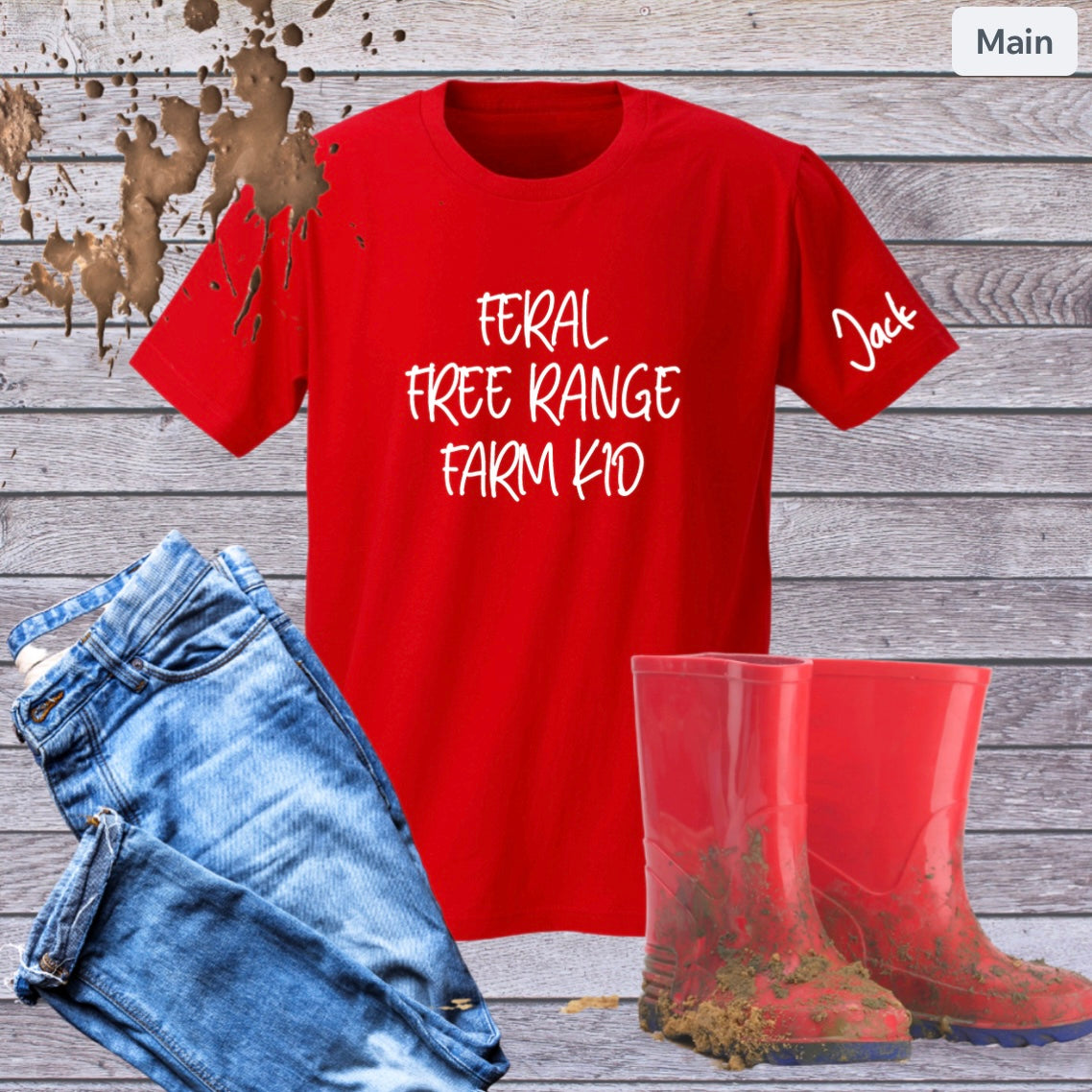 Feral, Free Range, Farm Kid - Fun Red T-Shirt