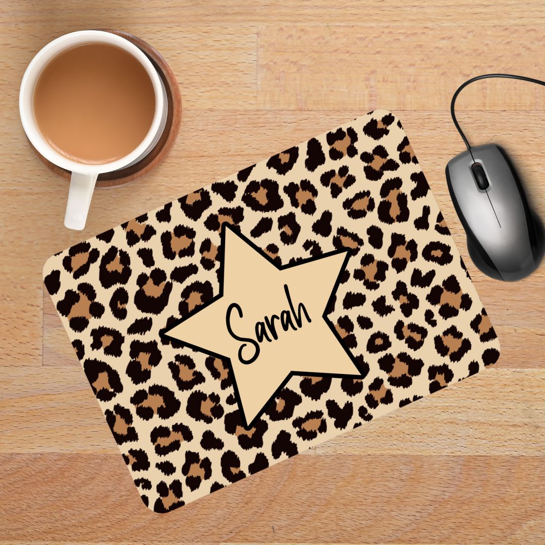 Personalised Leopard Print Mouse Mat