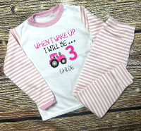 'When I Wake Up...' Kids Personalised Tractor Birthday Pyjamas