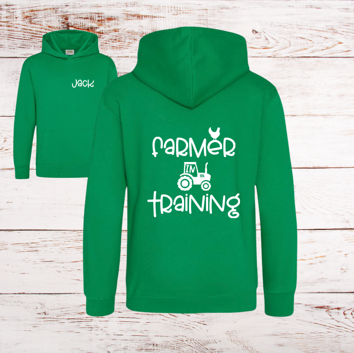 Farmer in Training - Green Kids Unisex Hoodie - Personalised