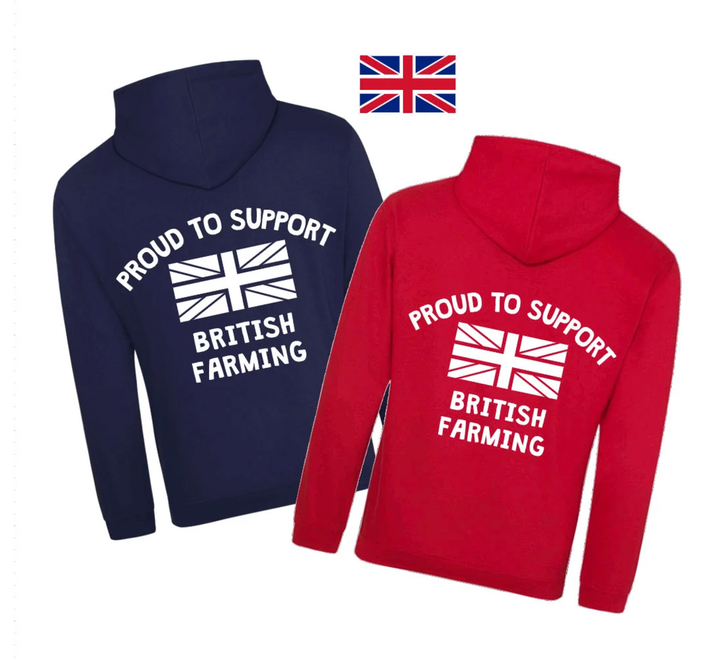 Adult Proud to Support British Farming Hoodies - Back British Farming