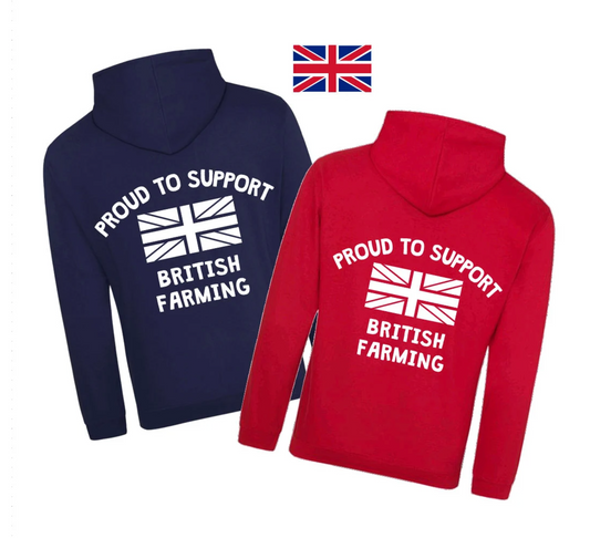 Adult Proud to Support British Farming Hoodies - Back British Farming