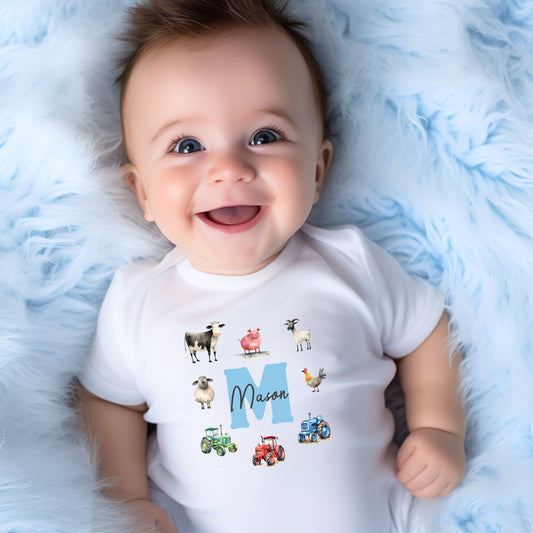 Personalised Farming Baby Bodysuit