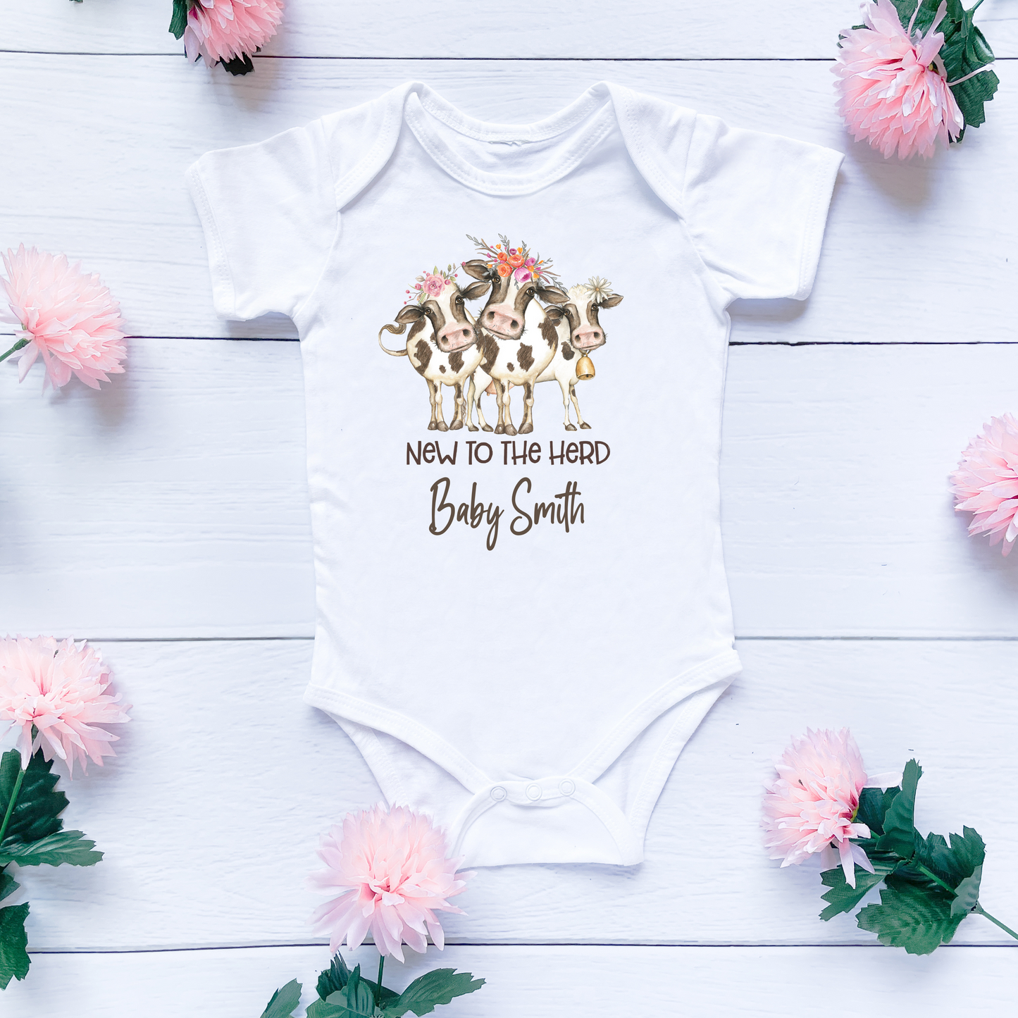 Personalised New to the Herd Baby Girls Bodysuit