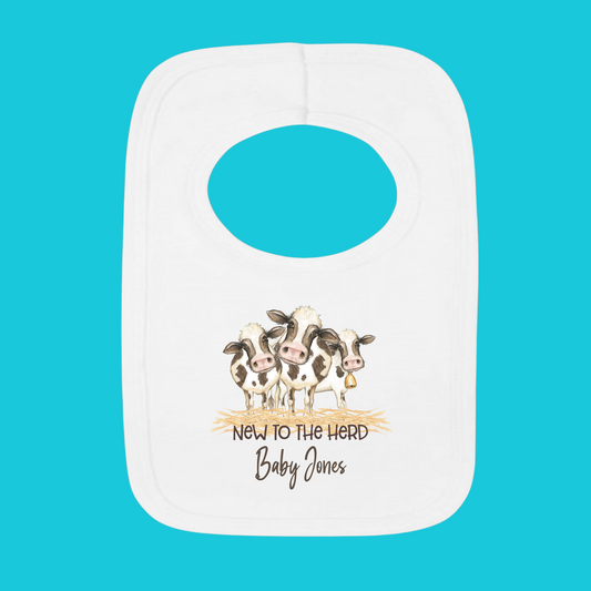 Personalised New to the Herd Baby Bib