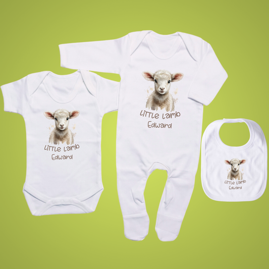 Personalised Little Lamb Baby Set